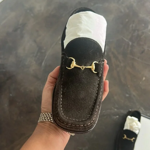 Gucci women’s Dark Brown Suede Loafers - Picture 9 of 12